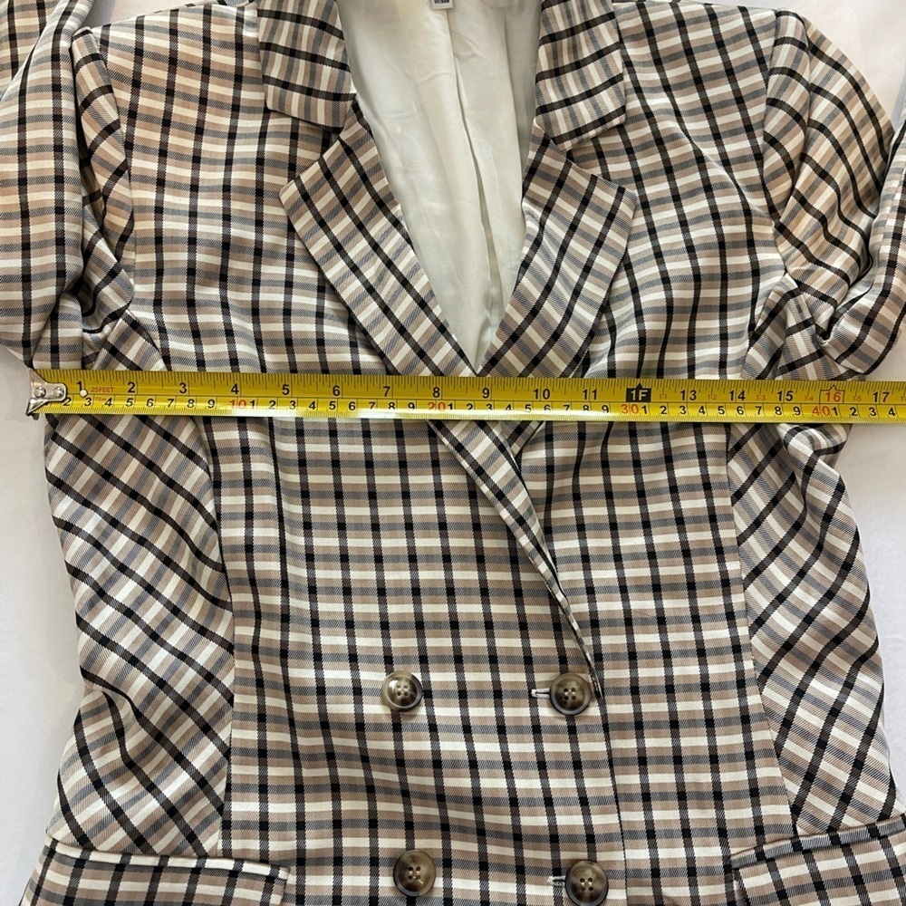 Express x Negin Mirsalehi Plaid Double Breasted Blazer XS Preppy Career Chic - Picture 6 of 10